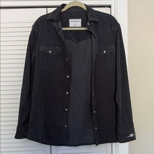 Poncho Black Corduroy Shirt Jacket